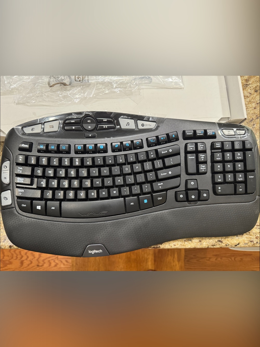 Logitech K350 Black Ergonomic Wireless Keyboard with Integrated Palm Rest